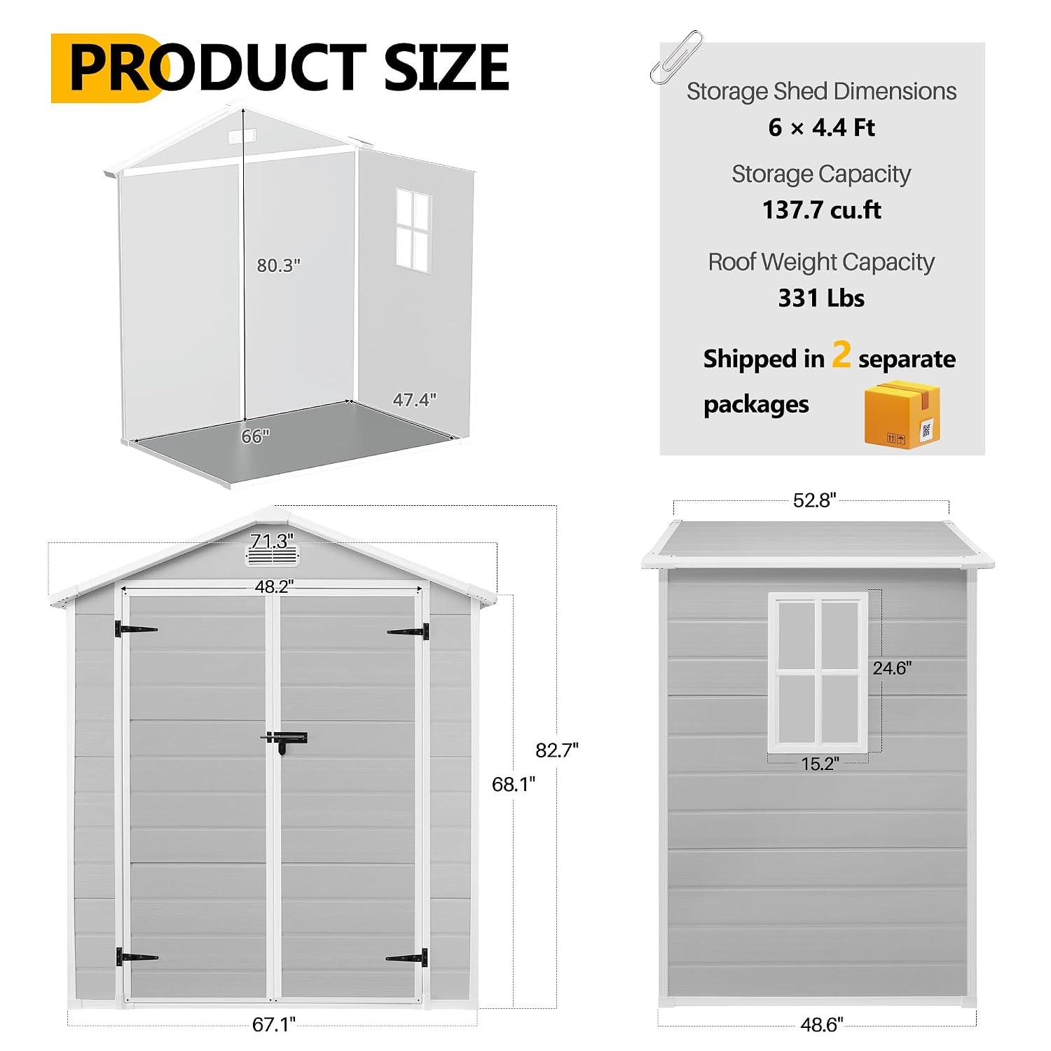 Outdoor Storage Shed 6×4ft Wat - Uv Resin recension och pris